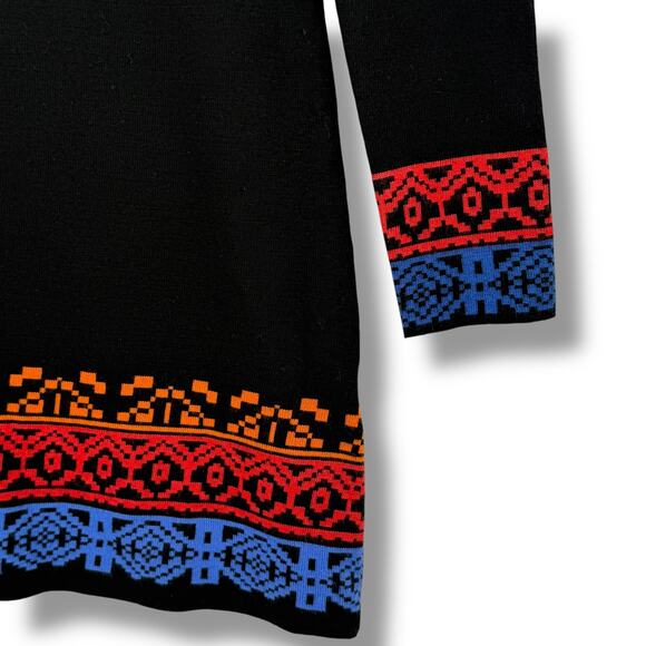 Icelandic Design 100% Merino Wool Sweater Dress Women's Sz Small Black Fair Isle - Picture 2 of 6